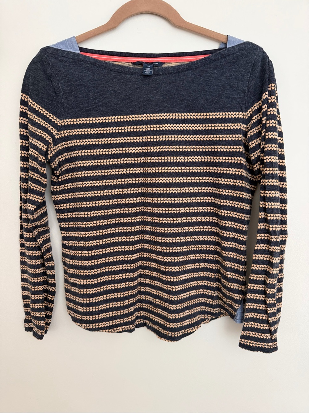 Tommy Hilfiger Navy & Cream Striped Long-Sleeve Top